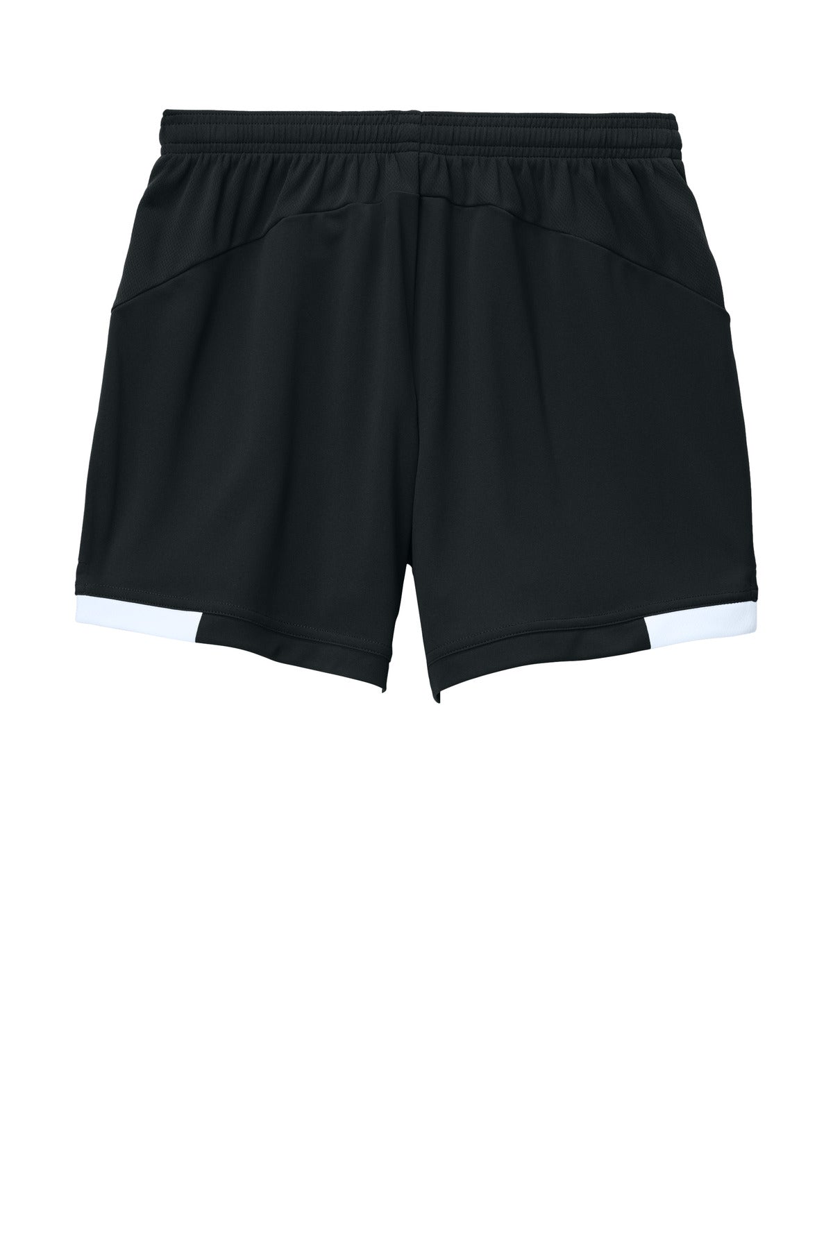 Rear View of Blk/White Sport-Tek Women's Club 5" Short LST442