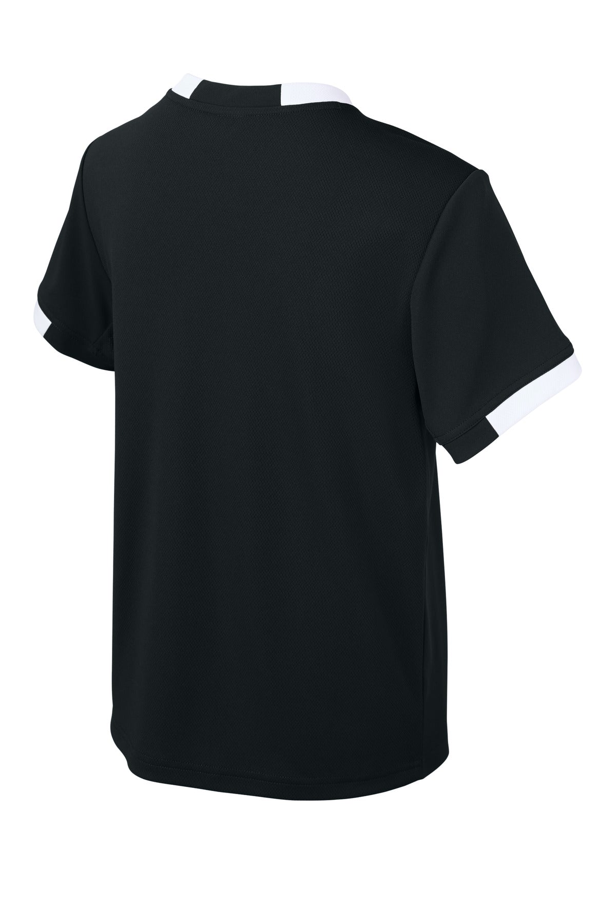 Rear View of Blk/White Sport-Tek Youth Club Short Sleeve Crew YST440