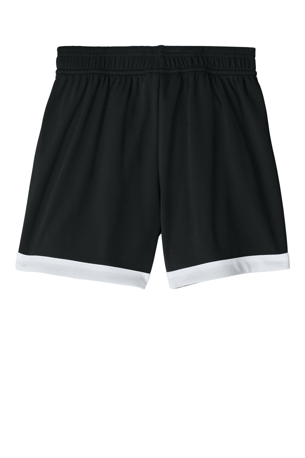 Rear View of Blk/White Sport-Tek Youth Rival Basketball 5" Short YST901