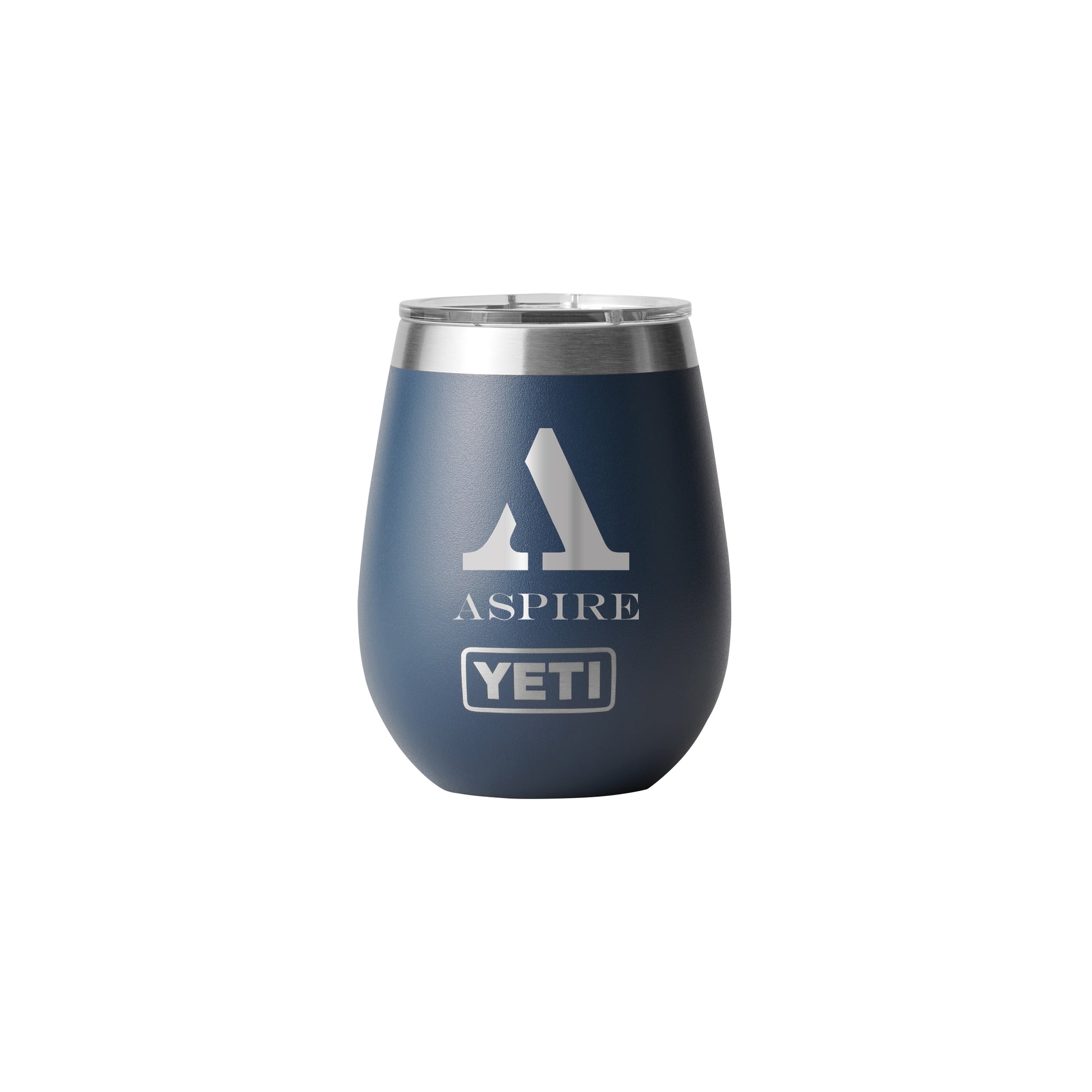 Rear View of Blue-Navy Rambler® 10 oz Wine Tumbler with MagSlider™ Lid