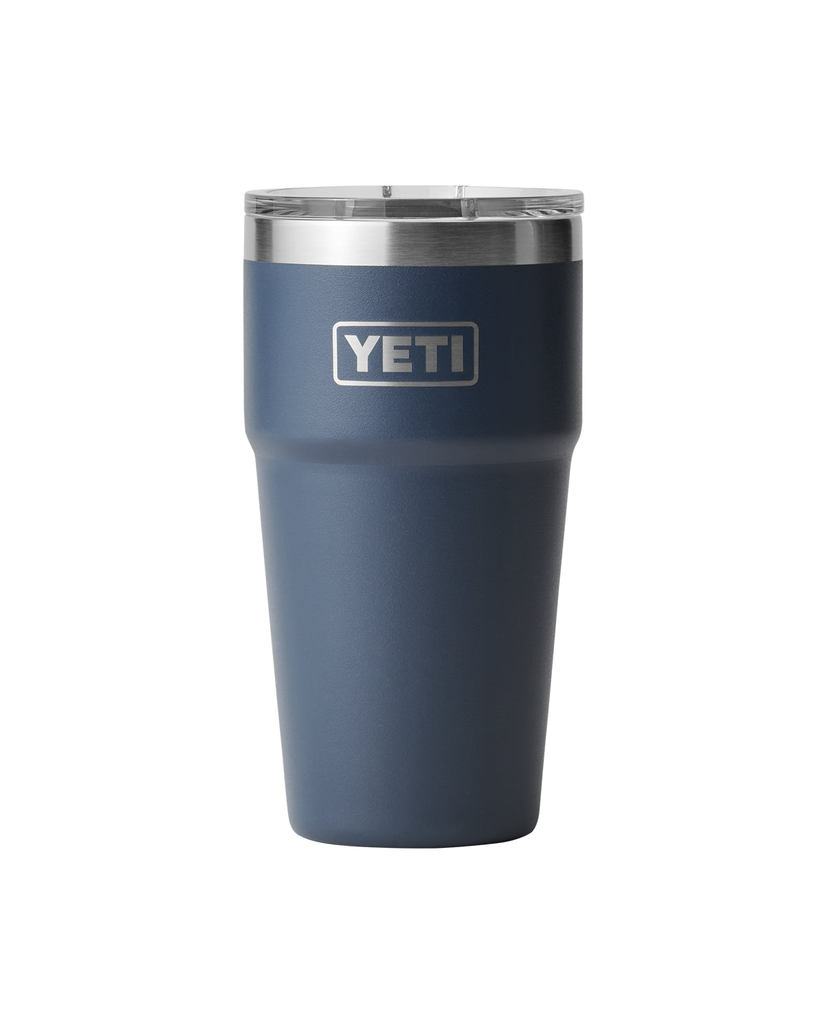 Rear View of Blue-Navy Rambler® 20 oz Stackable Cup with MagSlider™ Lid plain
