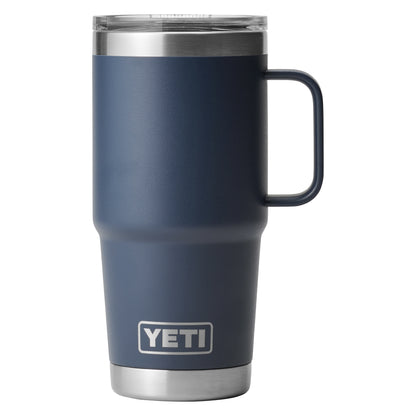 Rear View of Blue-Navy Rambler® 20 oz Travel Mug plain