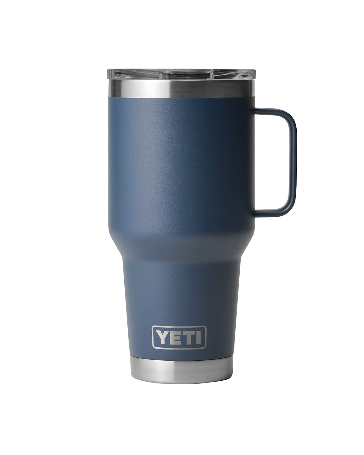 Rear View of Blue-Navy Rambler® 30 oz Travel Mug with StrongHold™ Lid plain