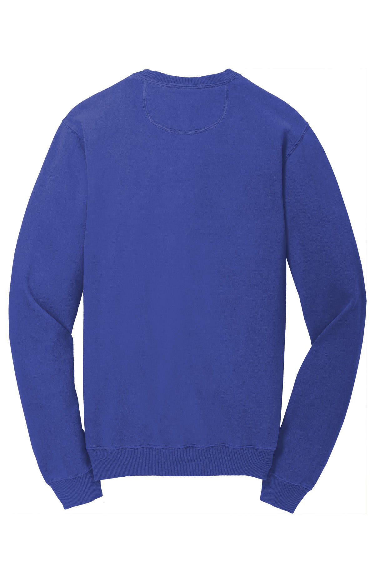 Rear View of BlueIris Port & Co Beach Wash Garment-Dyed Crewneck Sweatshirt PC098