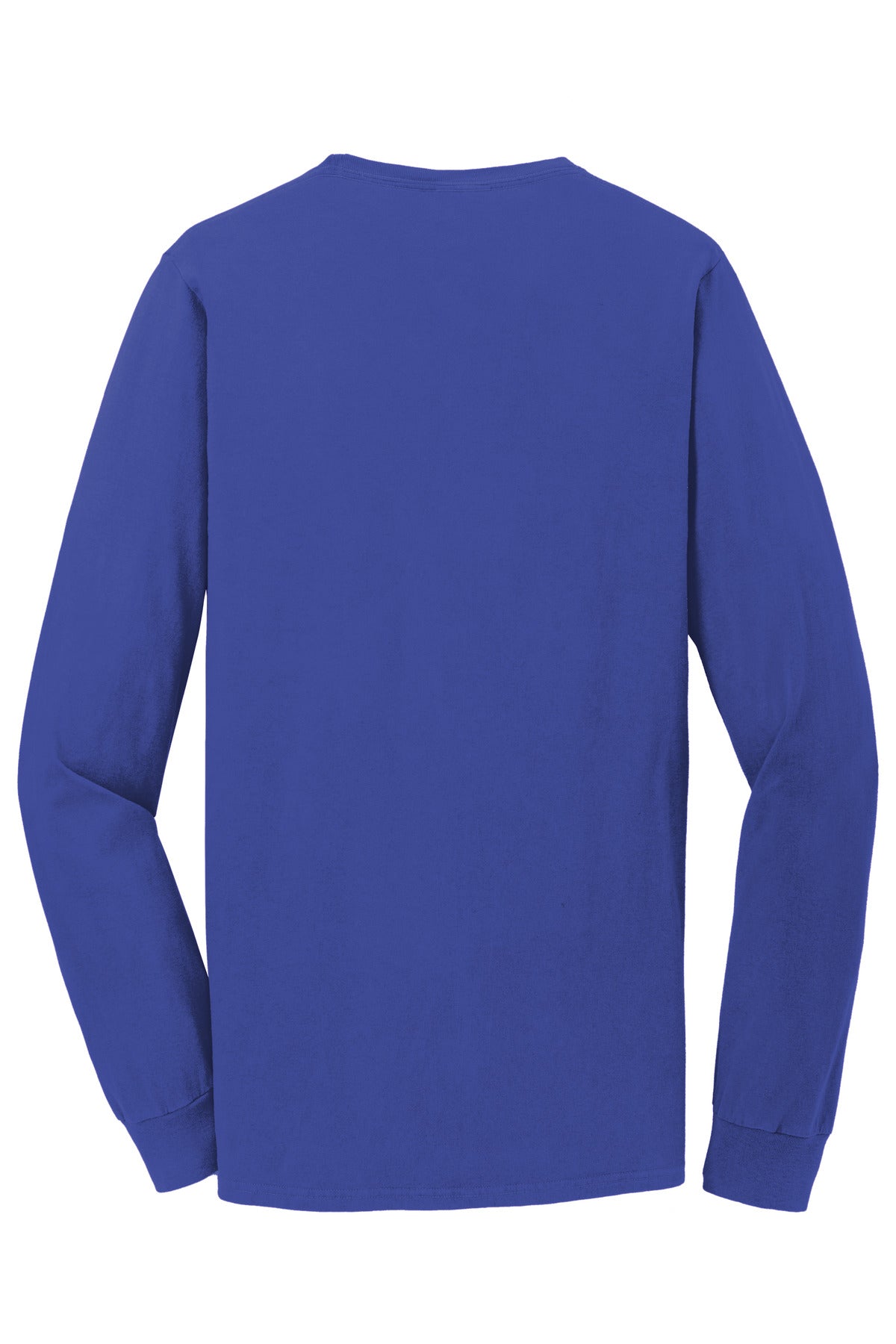 Rear View of BlueIris Port & Co Beach Wash Garment-Dyed Long Sleeve Tee PC099LS
