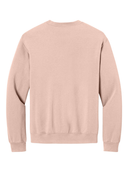 Rear View of BlushPink Jerzees Ultimate Unisex CVC Ring Spun Crewneck Sweatshirt IC48M