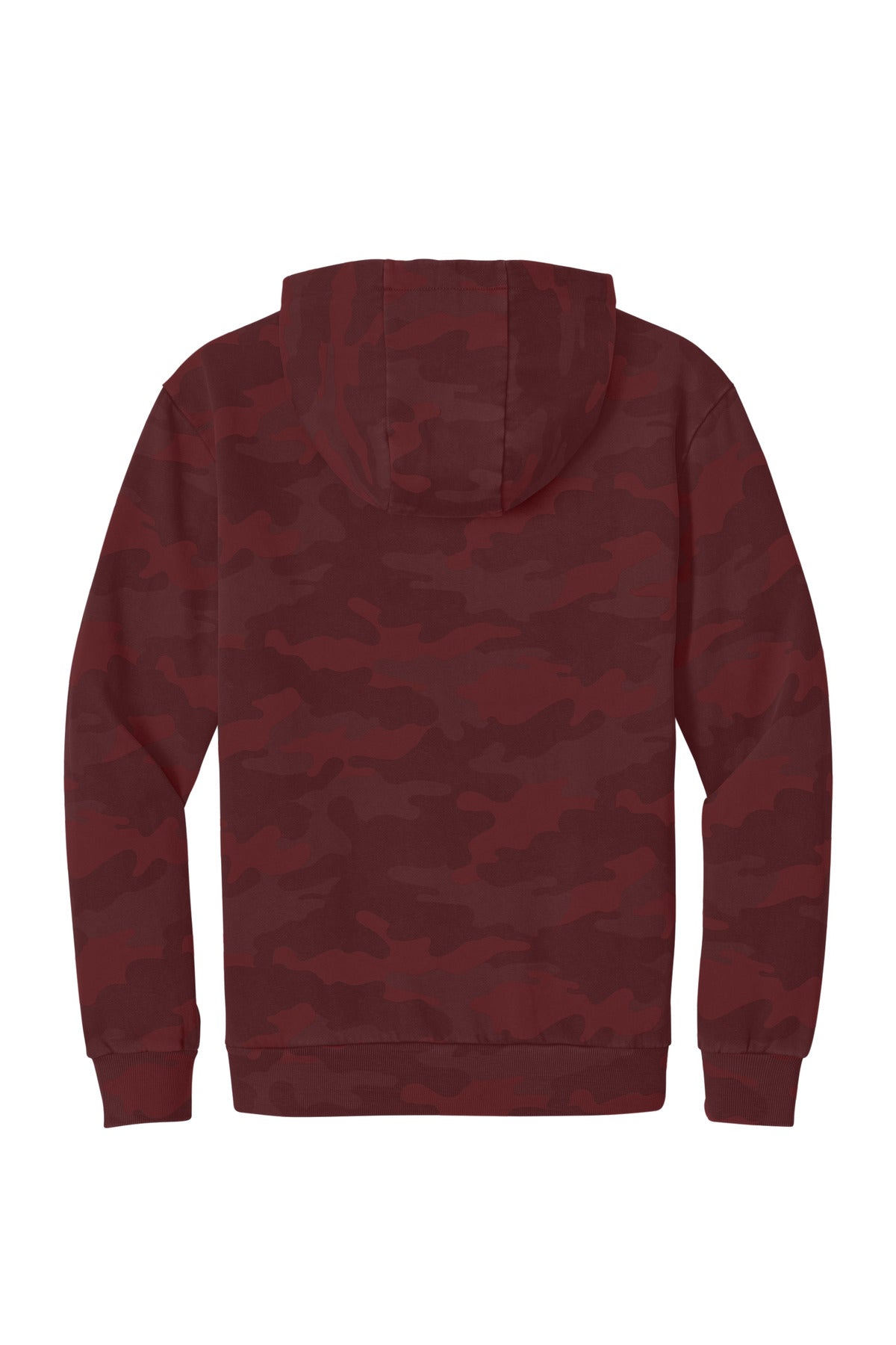 Rear View of Bordeaux District Wash Camo Fleece Hoodie DT2200C