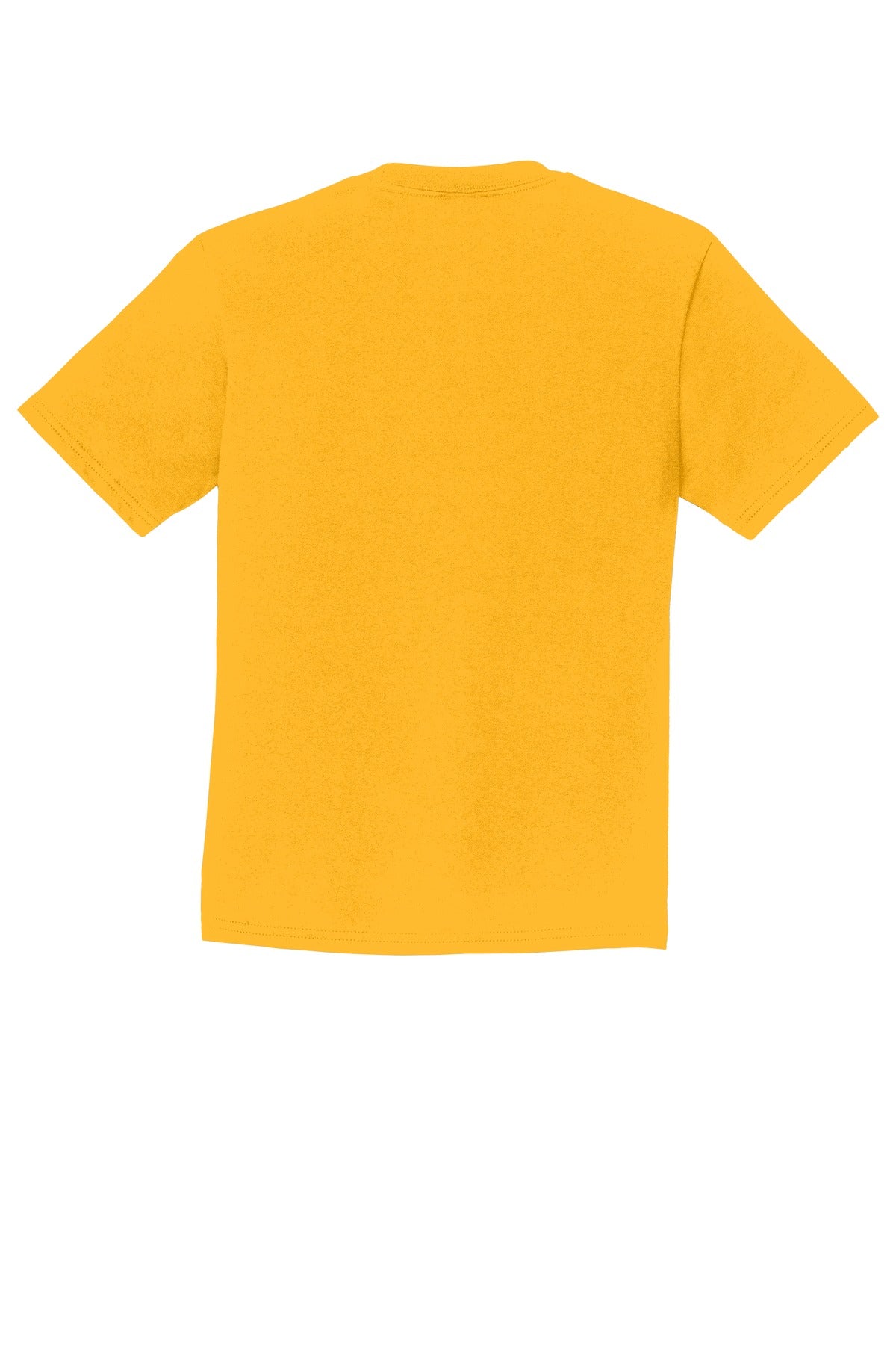 Rear View of Bright Gold Port & Co Youth Fan Favorite Tee. PC450Y
