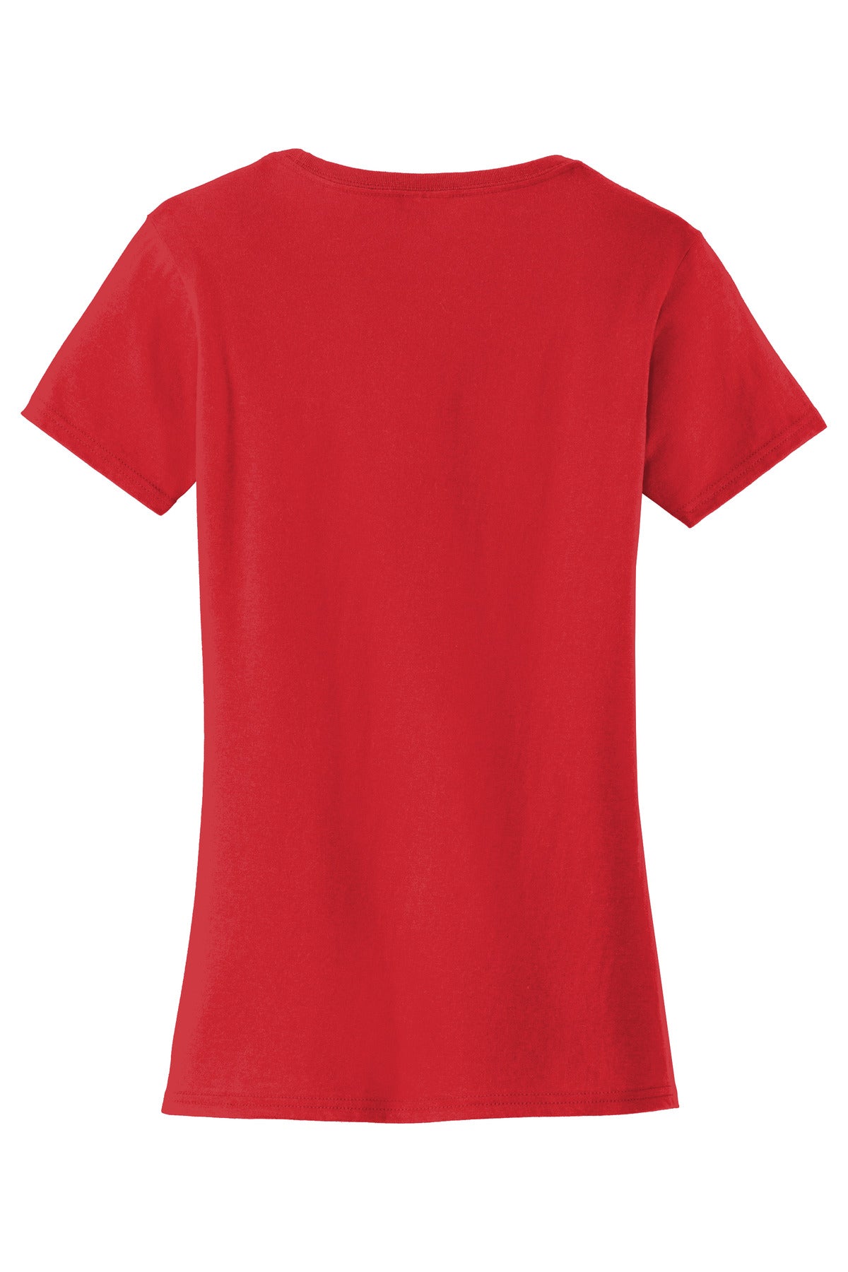 Rear View of Bright Red Port & Co Women's Fan Favorite Tee. LPC450