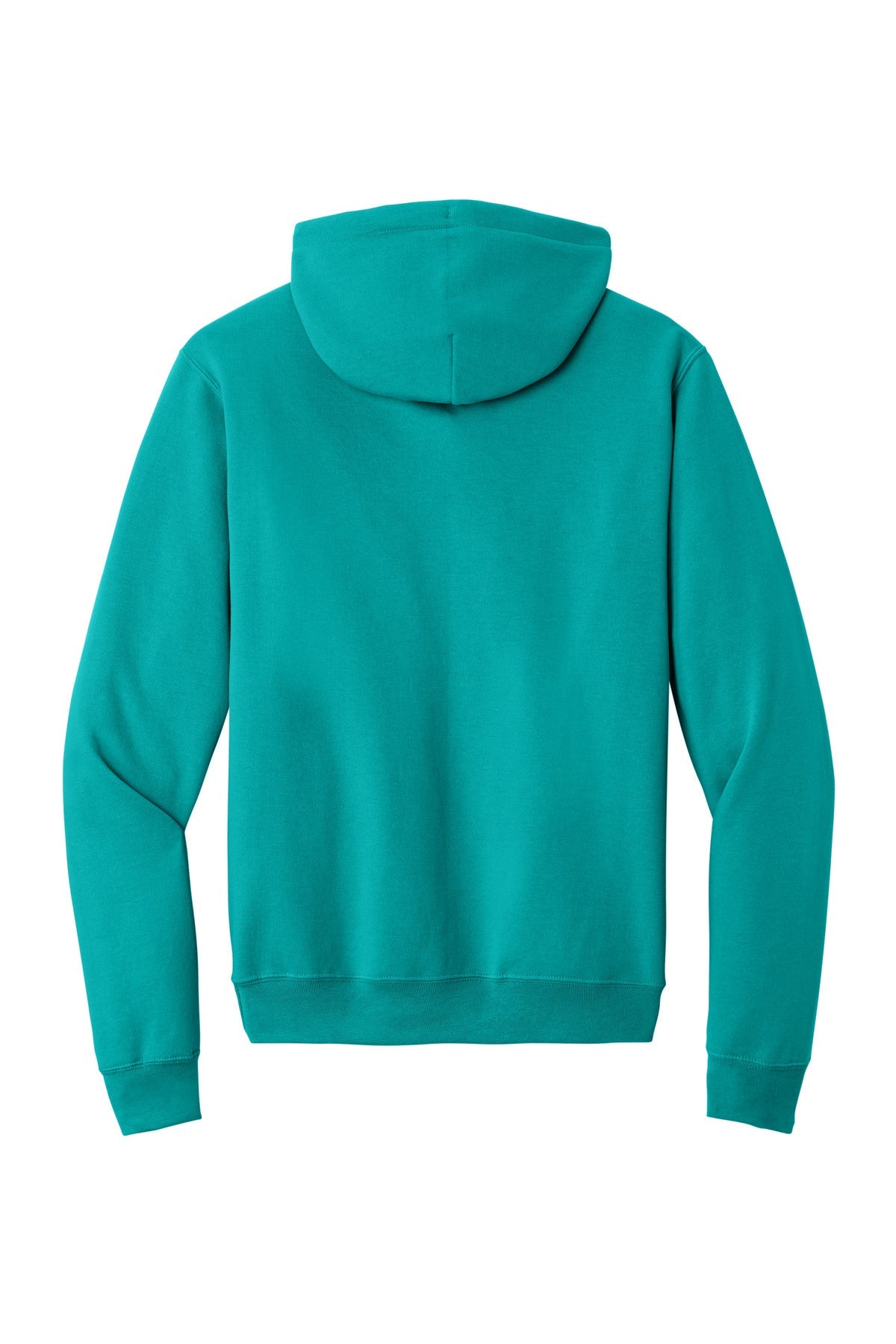Rear View of BrightAqua Port & Co Core Fleece Pullover Hooded Sweatshirt. PC78H
