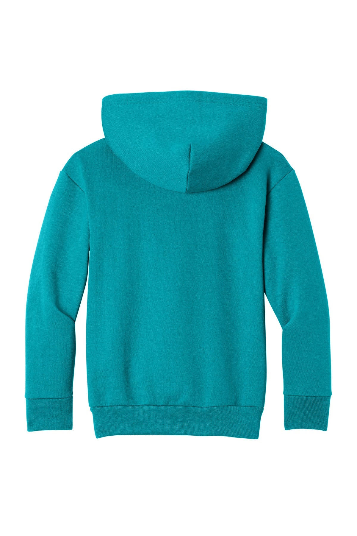 Rear View of BrightAqua Port & Co Youth Easy Fleece Pullover Hooded Sweatshirt PC68YH