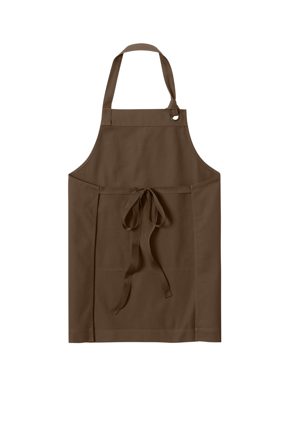 Rear View of Brown Port Authority Signature Heavy Twill Bib Apron A900