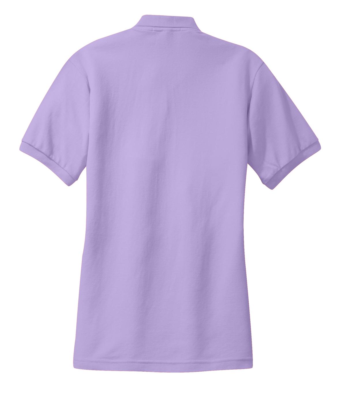 Rear View of Brt Lavender Port Authority Women's Silk Touch Polo. L500