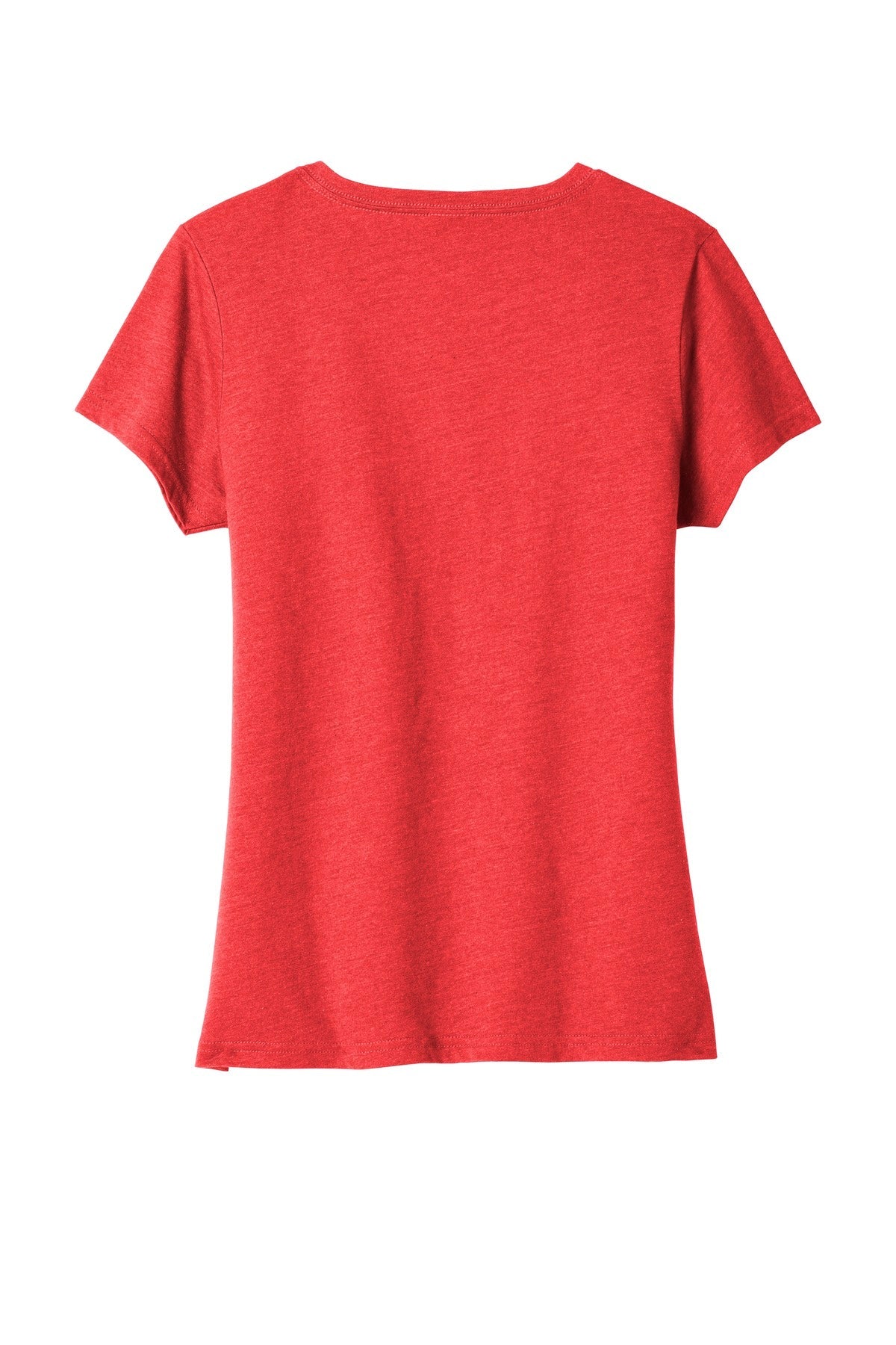 Rear View of Brt Red Hthr Port & Co Women's Fan Favorite Blend V-Neck Tee. LPC455V