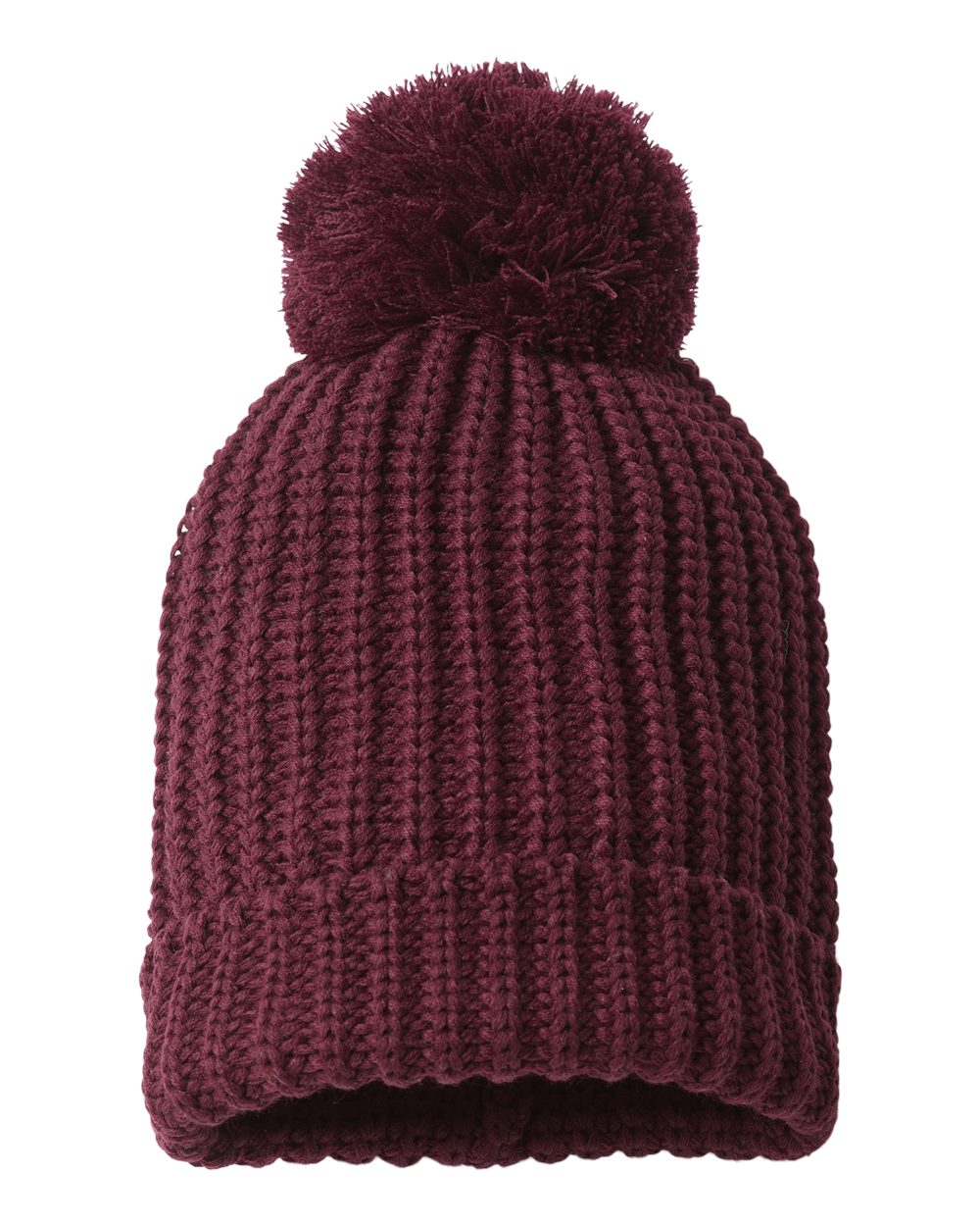 Rear View of Burgundy Chunky Cable Beanie - 143R