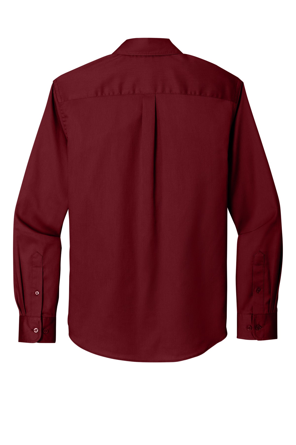 Rear View of Burgundy Port Authority Long Sleeve SuperPro React Twill Shirt. W808