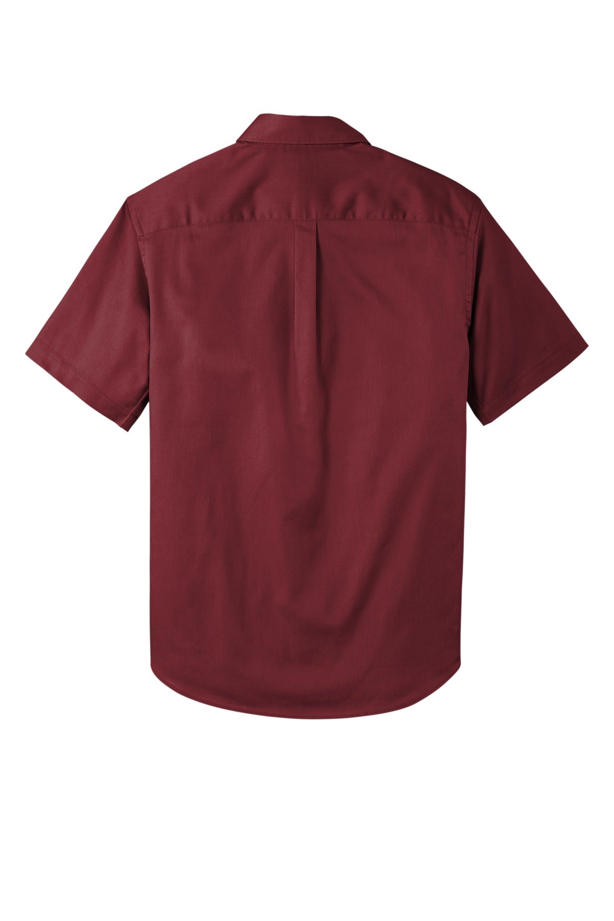 Rear View of Burgundy Port Authority Short Sleeve SuperPro React Twill Shirt. W809