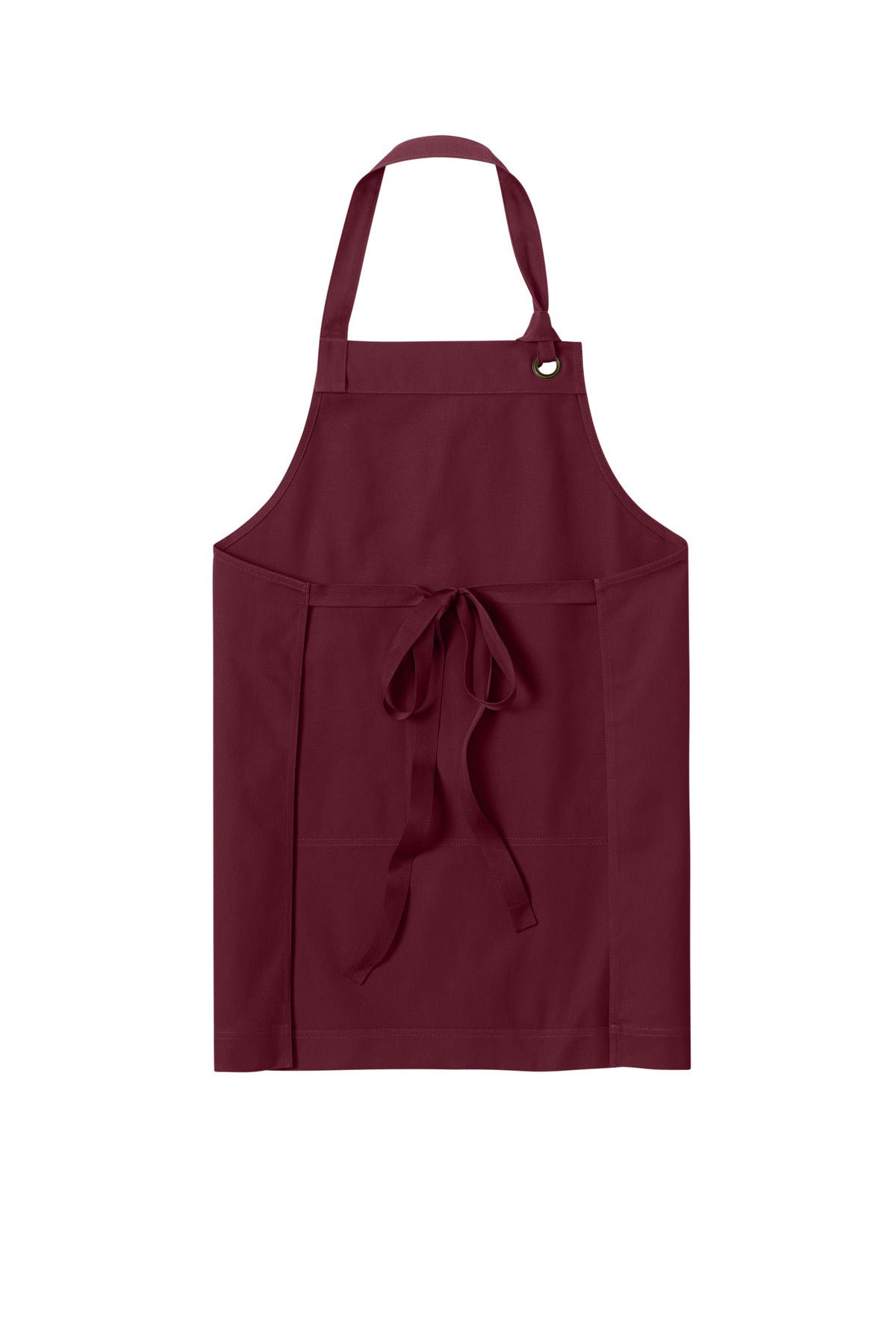 Rear View of Burgundy Port Authority Signature Heavy Twill Bib Apron A900