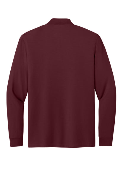 Rear View of Burgundy Port Authority Wearever Signature Pique Long Sleeve Polo K200LS