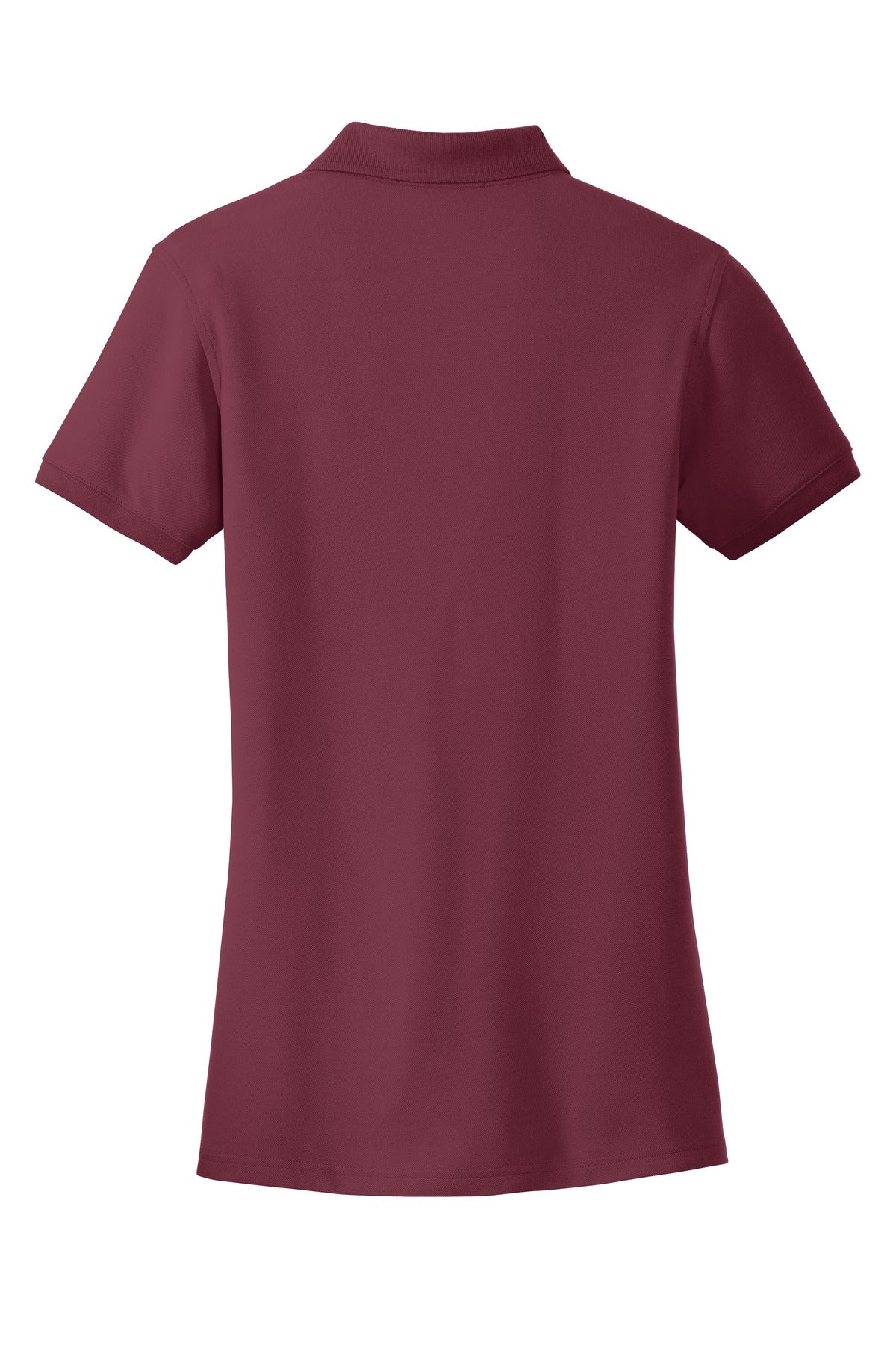 Rear View of Burgundy Port Authority Women's Core Classic Pique Polo. L100