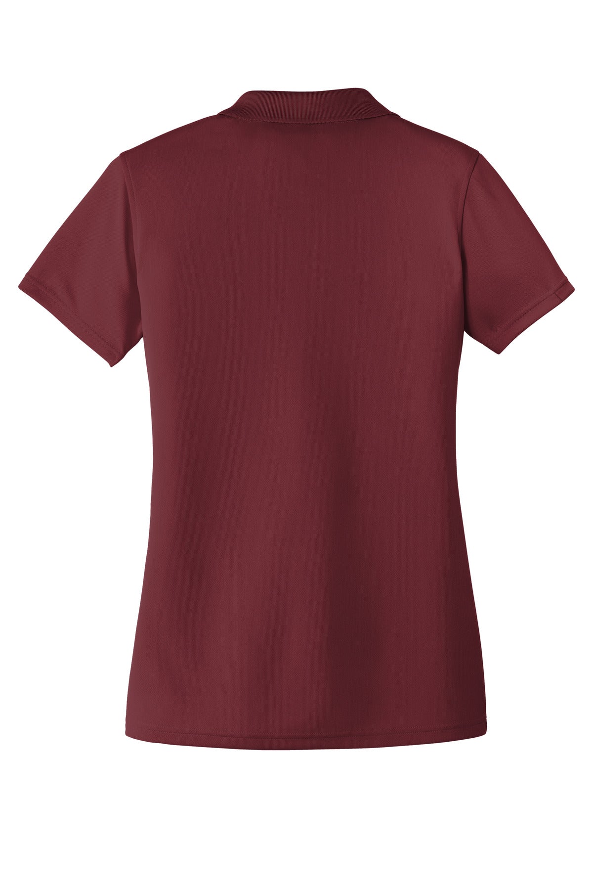 Rear View of Burgundy Port Authority Women's Dry Zone UV Micro-Mesh Polo. LK110