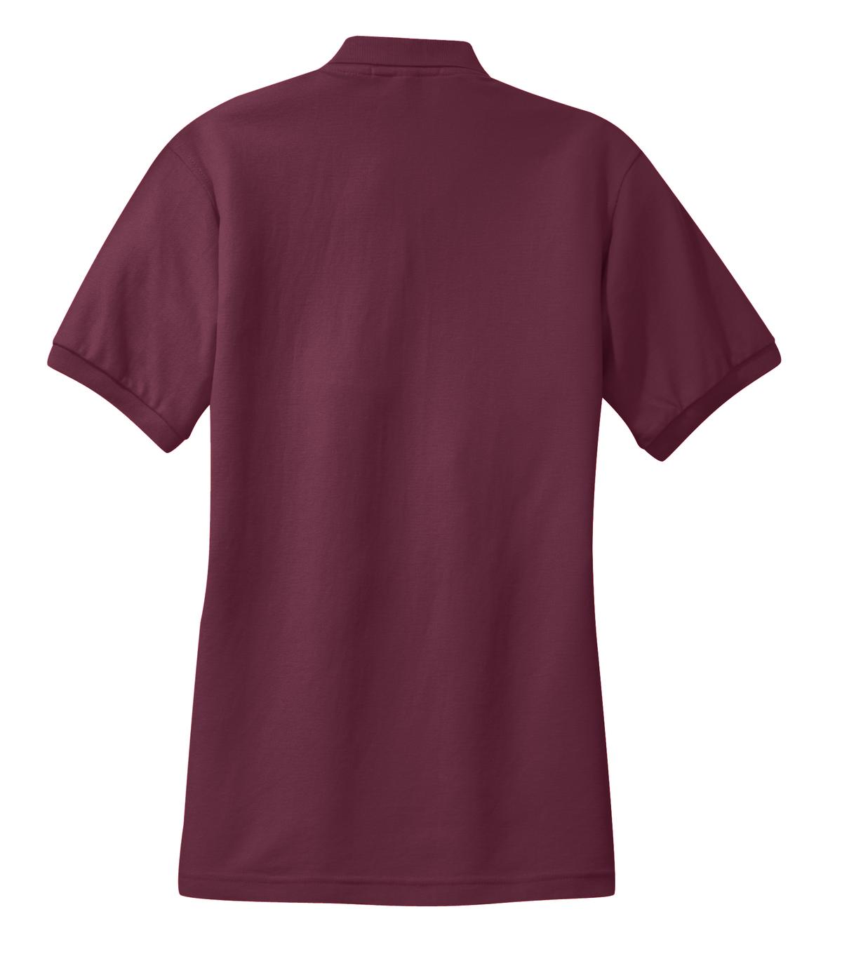 Rear View of Burgundy Port Authority Women's Silk Touch Polo. L500