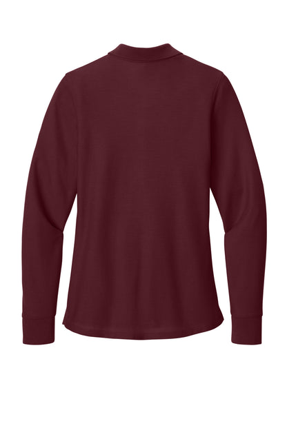 Rear View of Burgundy Port Authority Women's Wearever Signature Pique Long Sleeve Polo LK200LS