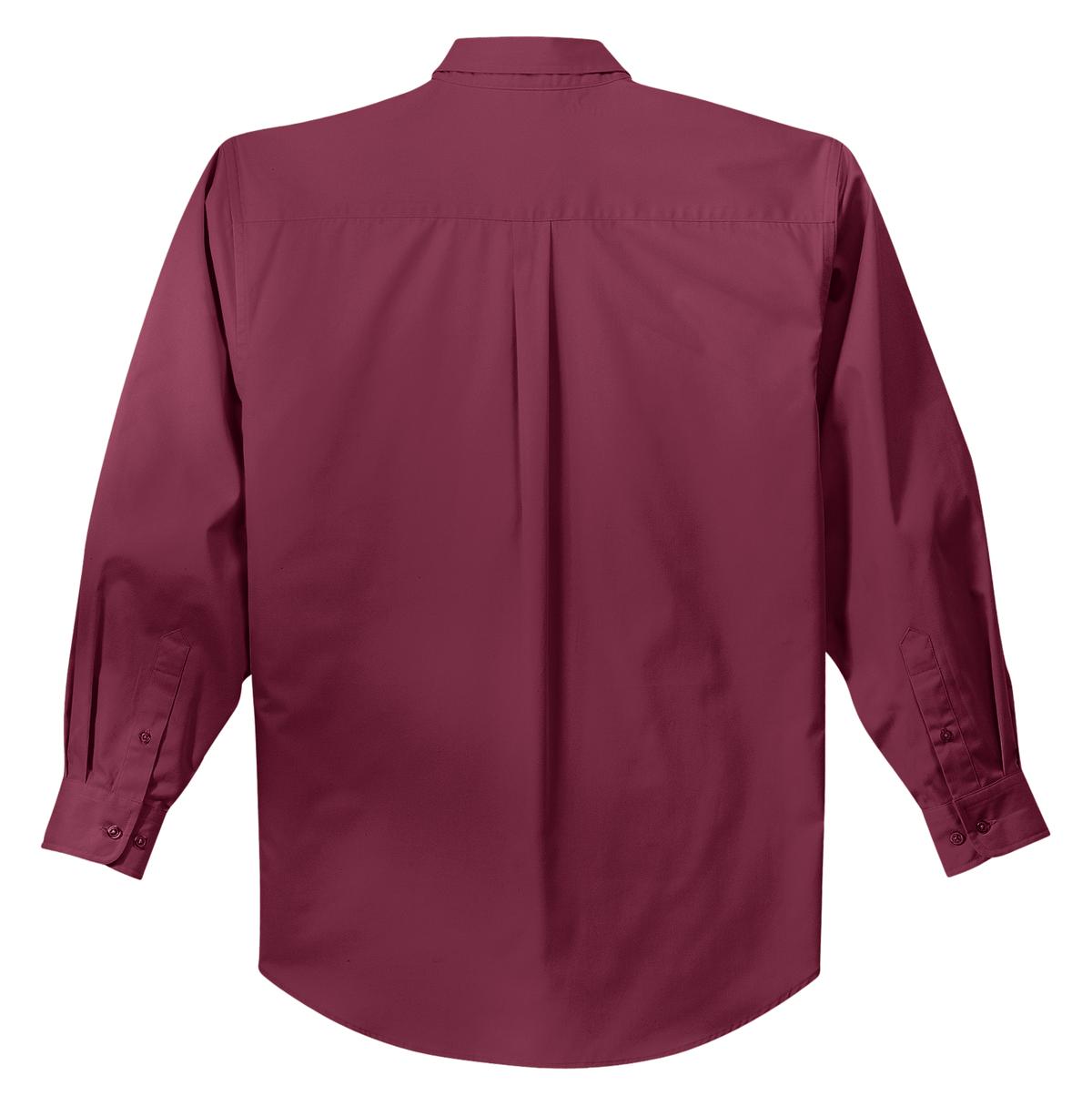 Rear View of Burgundy/Lt St Port Authority Long Sleeve Easy Care Shirt S608