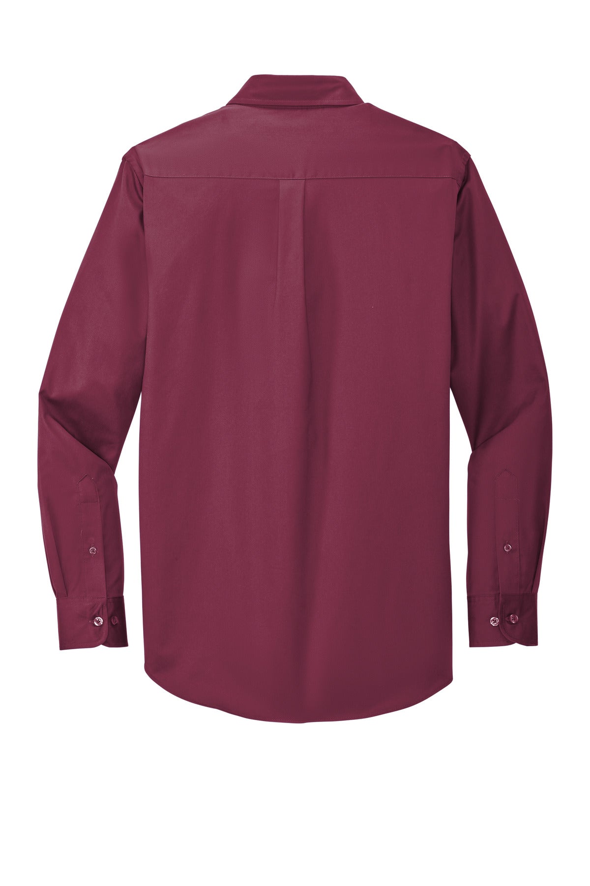 Rear View of Burgundy/Lt St Port Authority Long Sleeve Easy Care Shirt S608