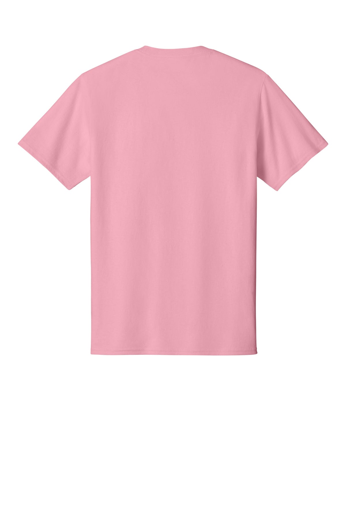 Rear View of Candy Pink Port & Co Core Cotton Tee. PC54
