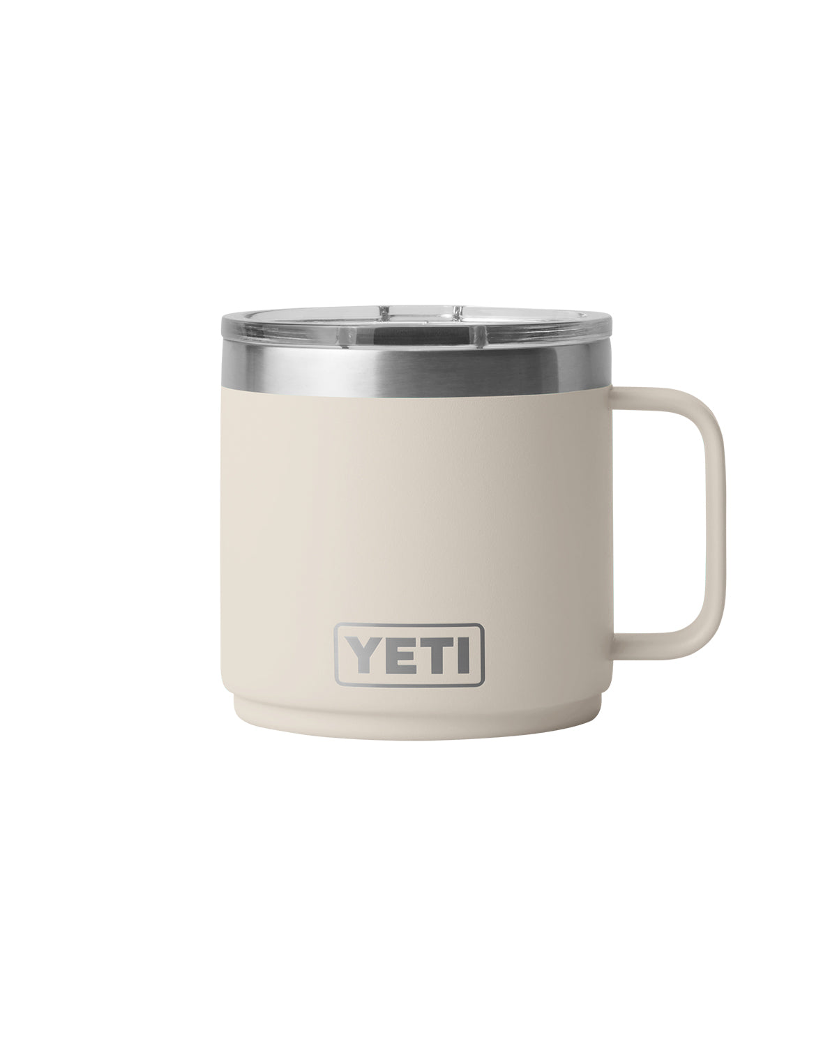 Rear View of Cape Taupe Rambler® 14 oz Stackable Mug with DuraSip™ Ceramic Lining plain