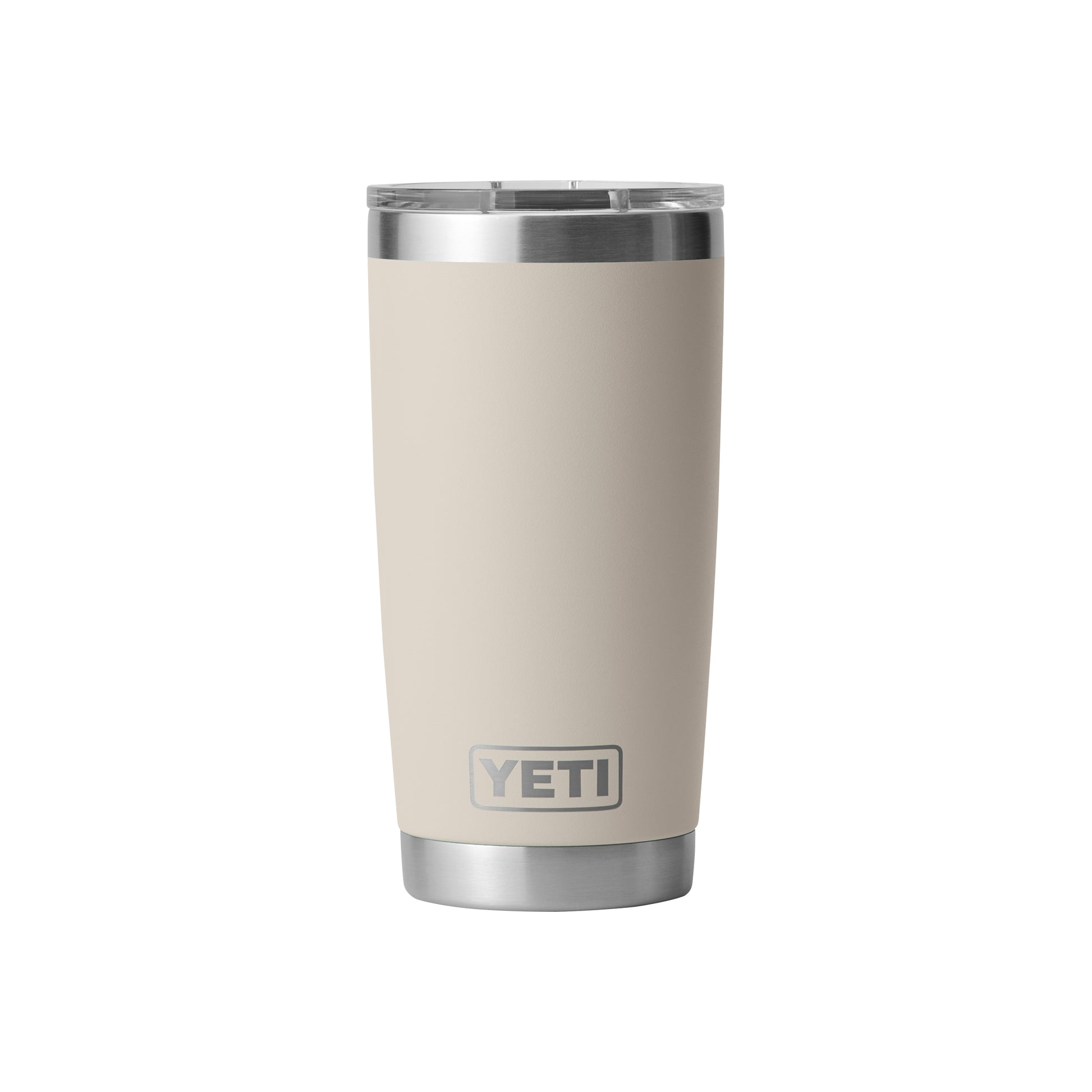 Rear View of Cape Taupe Rambler® 20 oz Tumbler MagSlider™ Lid plain