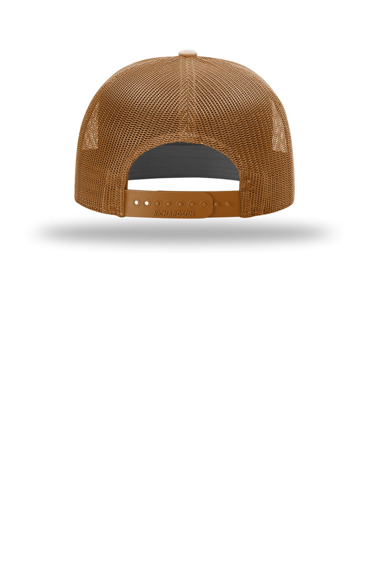 Rear View of Caramel Richardson 7-Panel Trucker 168
