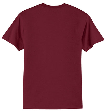 Rear View of Cardinal Port & Co Core Blend Tee. PC55
