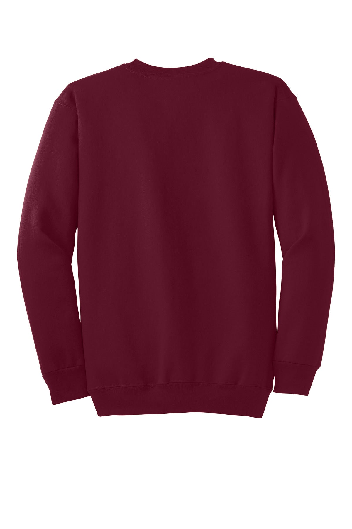 Rear View of Cardinal Port & Co Essential Fleece Crewneck Sweatshirt. PC90