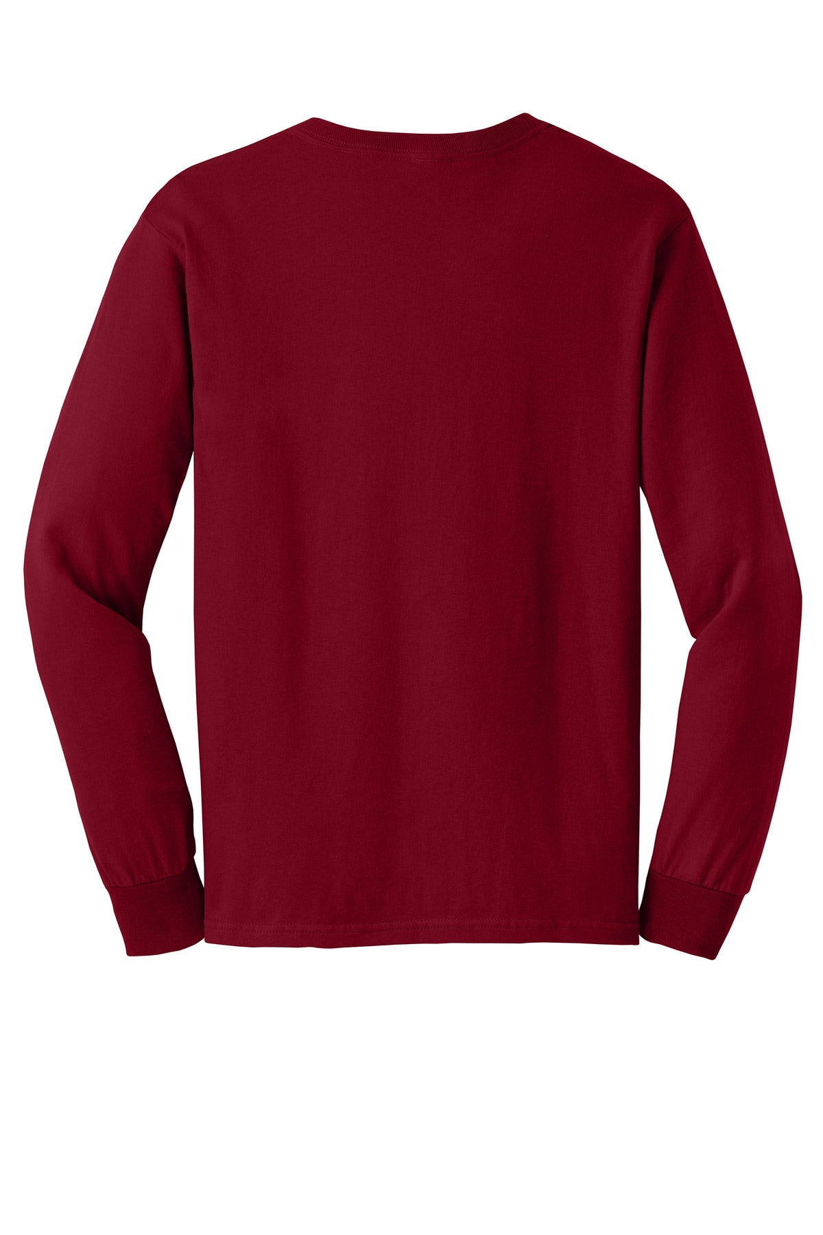 Rear View of Cardinal Red Gildan - Ultra Cotton 100% US Cotton Long Sleeve T-Shirt. G2400