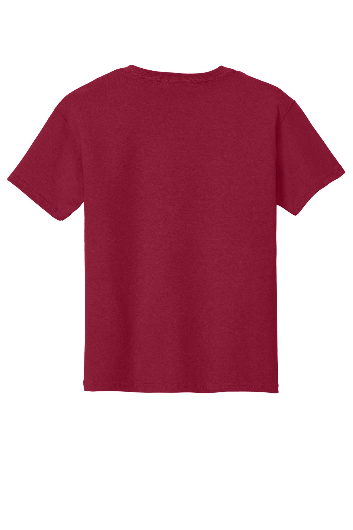 Rear View of Cardinal Red Gildan - Youth Heavy Cotton 100% Cotton T-Shirt. 5000B