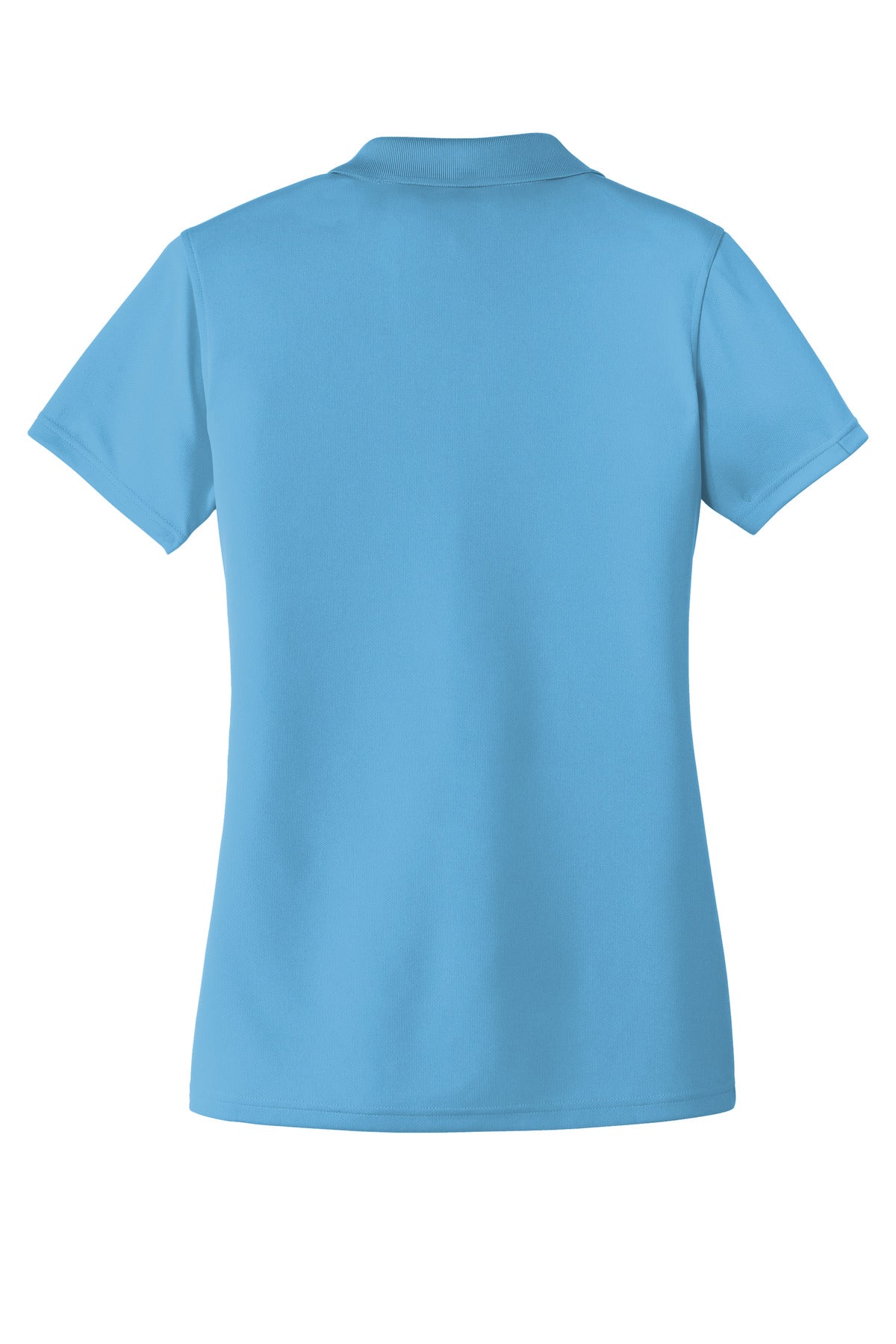 Rear View of Carolina Blue Port Authority Women's Dry Zone UV Micro-Mesh Polo. LK110