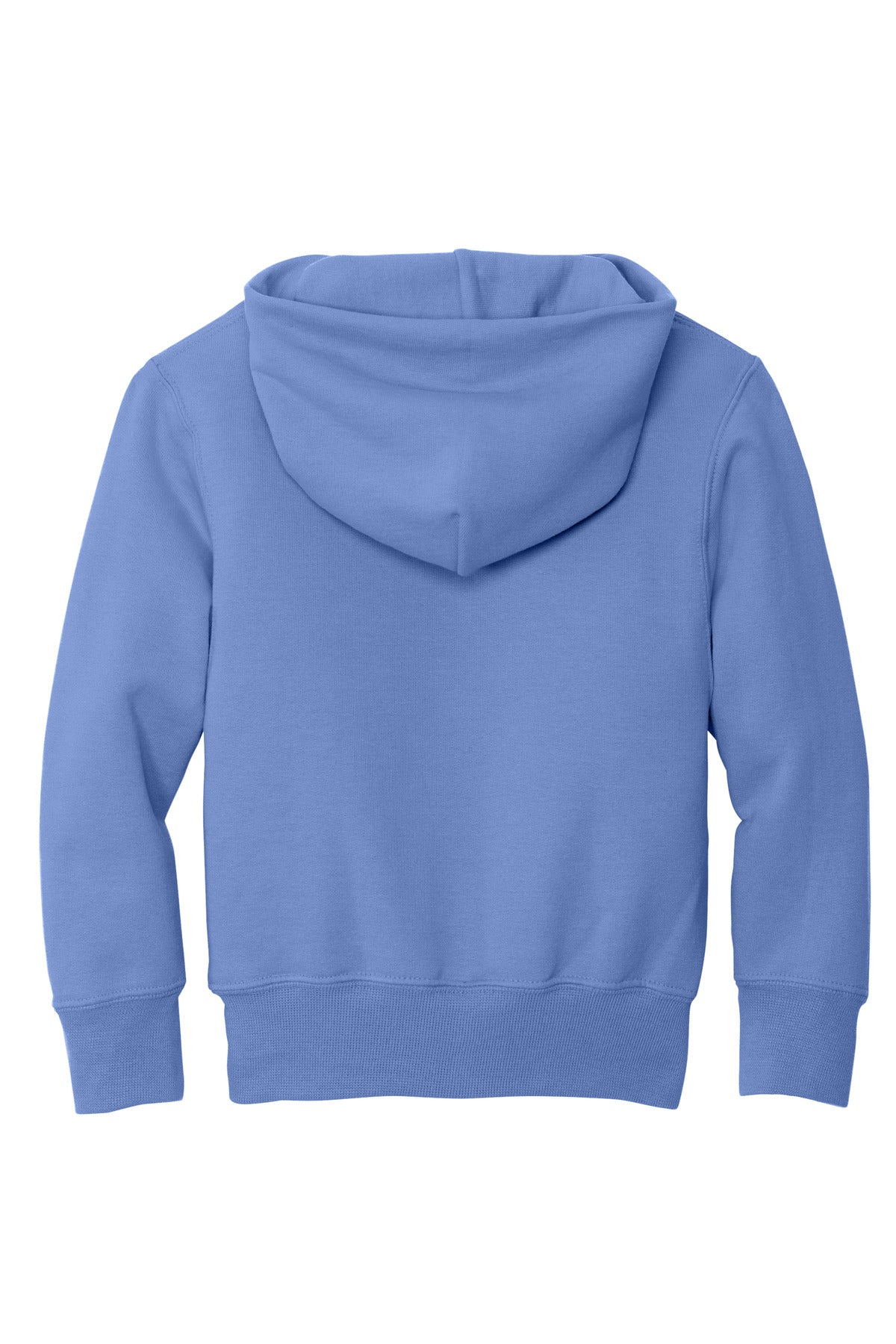 Rear View of Carolina Blue Port & Co Youth Core Fleece Pullover Hooded Sweatshirt. PC90YH