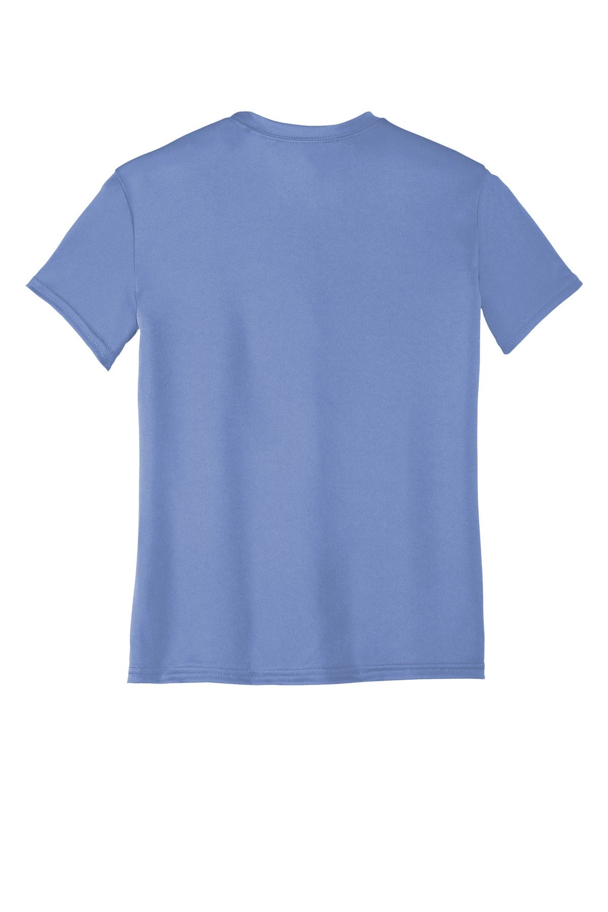 Rear View of Carolina Blue Port & Co Youth Performance Tee. PC380Y