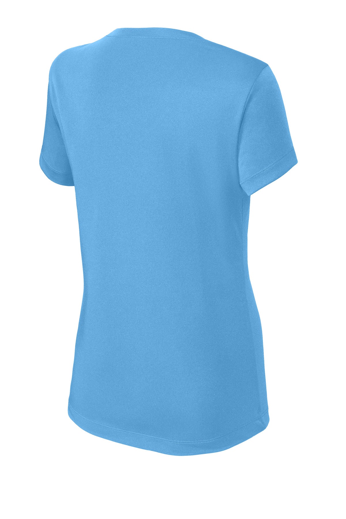 Rear View of Carolina Blue Sport-Tek Women's PosiCharge Competitor V-Neck Tee. LST353