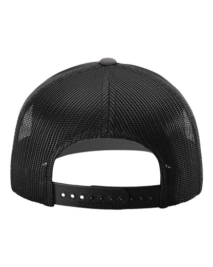 Rear View of Charcoal/ Black Snapback Trucker Cap - 112