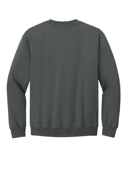 Rear View of Charcoal Gildan Heavy Blend Crewneck Sweatshirt. 18000