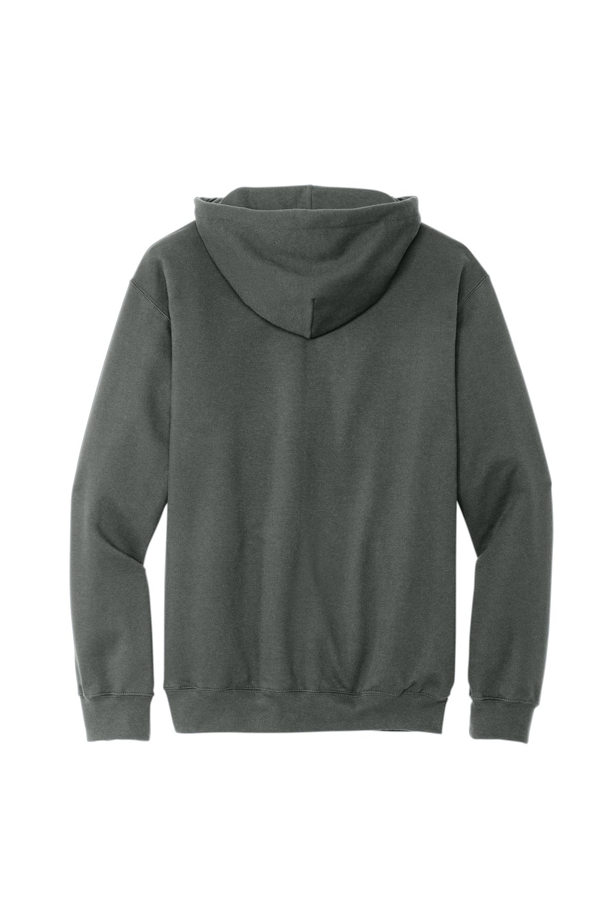 Rear View of Charcoal Gildan Softstyle Midweight Pullover Hooded Sweatshirt SF500
