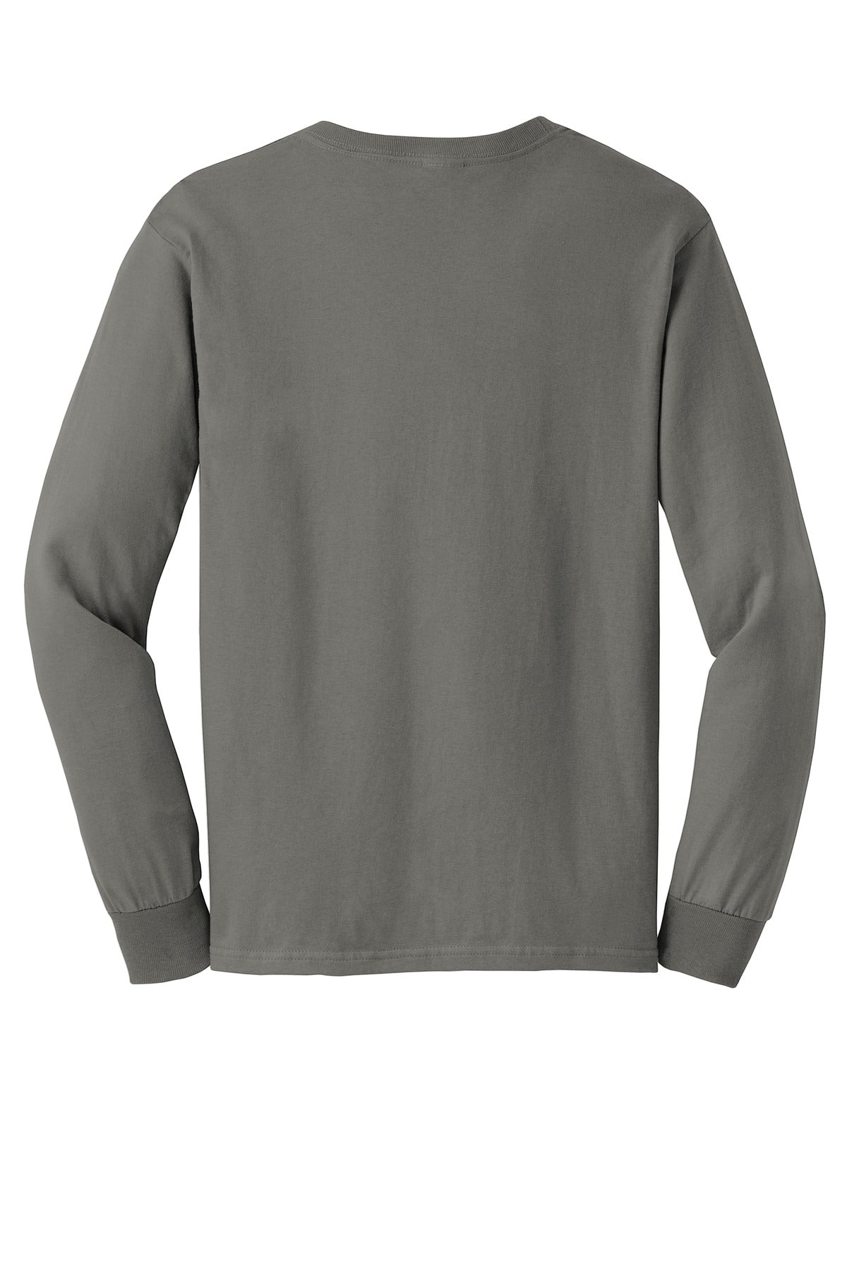 Rear View of Charcoal Gildan - Ultra Cotton 100% US Cotton Long Sleeve T-Shirt. G2400