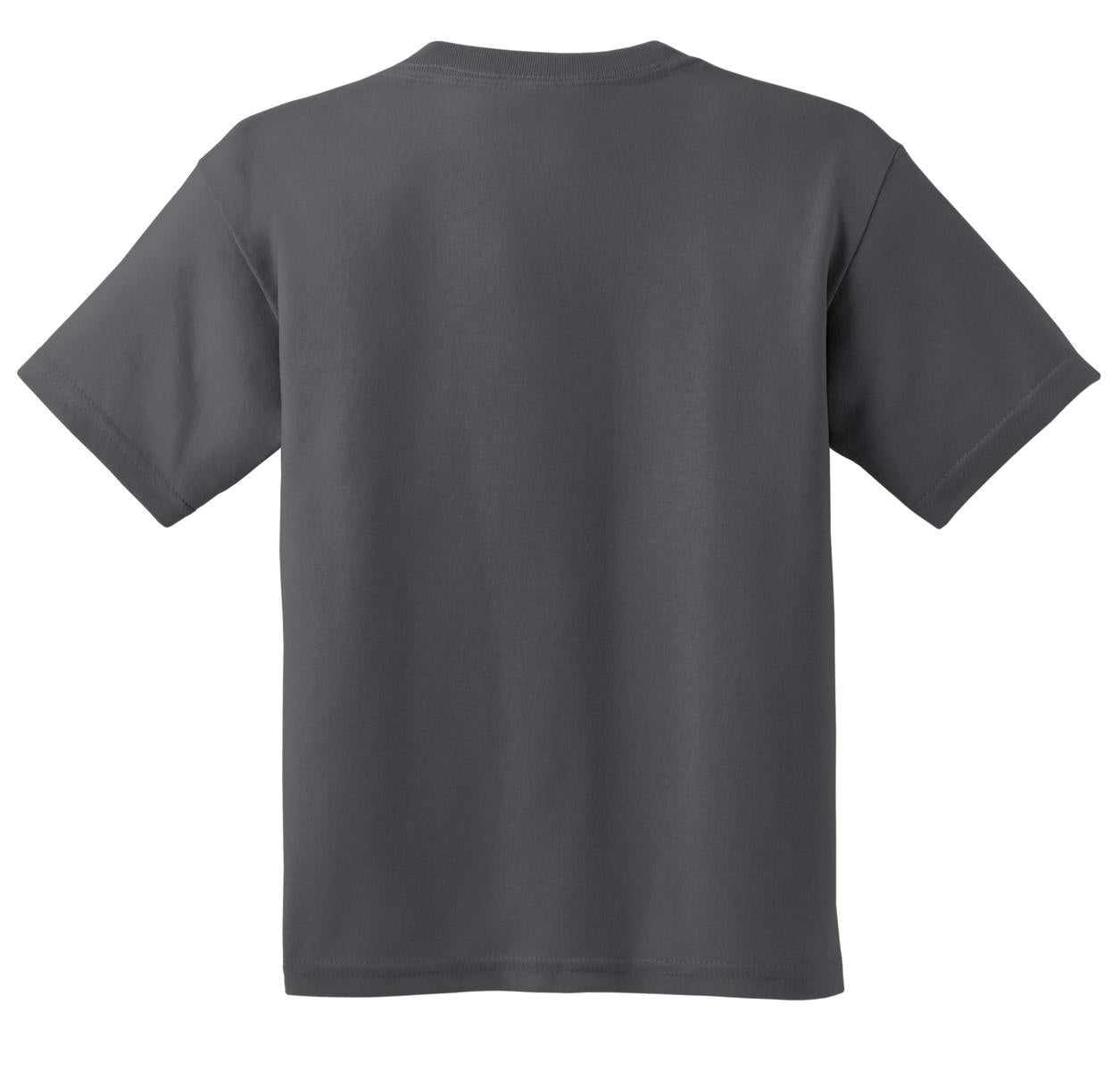 Rear View of Charcoal Gildan - Youth Heavy Cotton 100% Cotton T-Shirt. 5000B