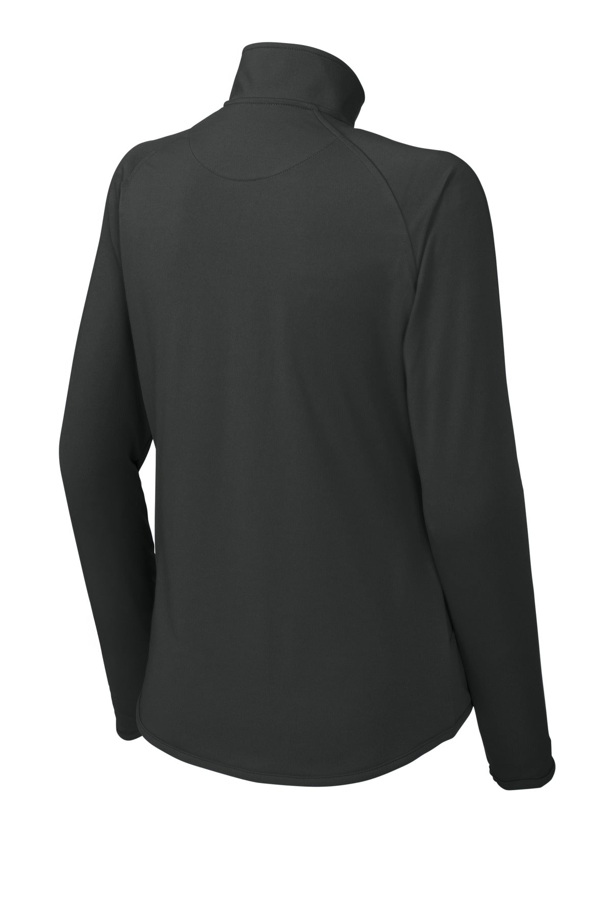 Rear View of Charcoal Grey Sport-Tek Women's Sport-Wick Stretch 1/4-Zip Pullover. LST850