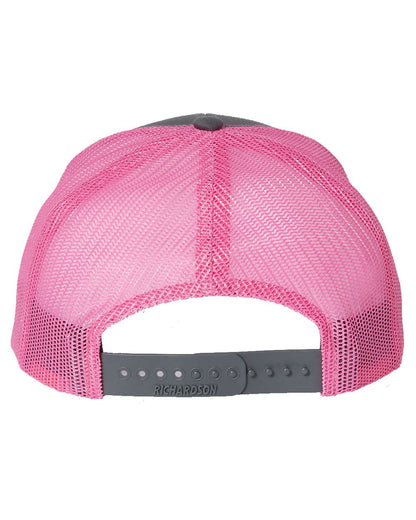 Rear View of Charcoal/ Neon Pink Snapback Trucker Cap - 112