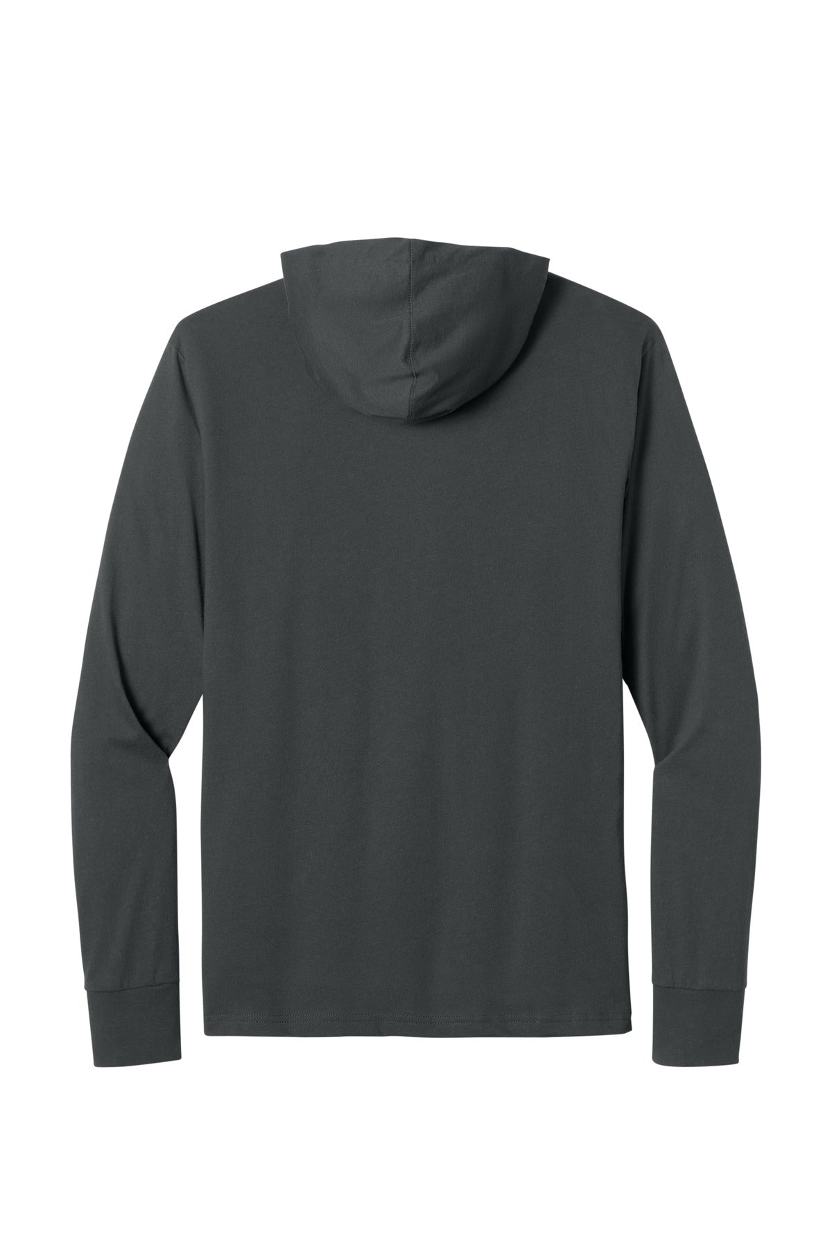 Rear View of Charcoal Next Level Apparel CVC Long Sleeve Hoodie NL6221