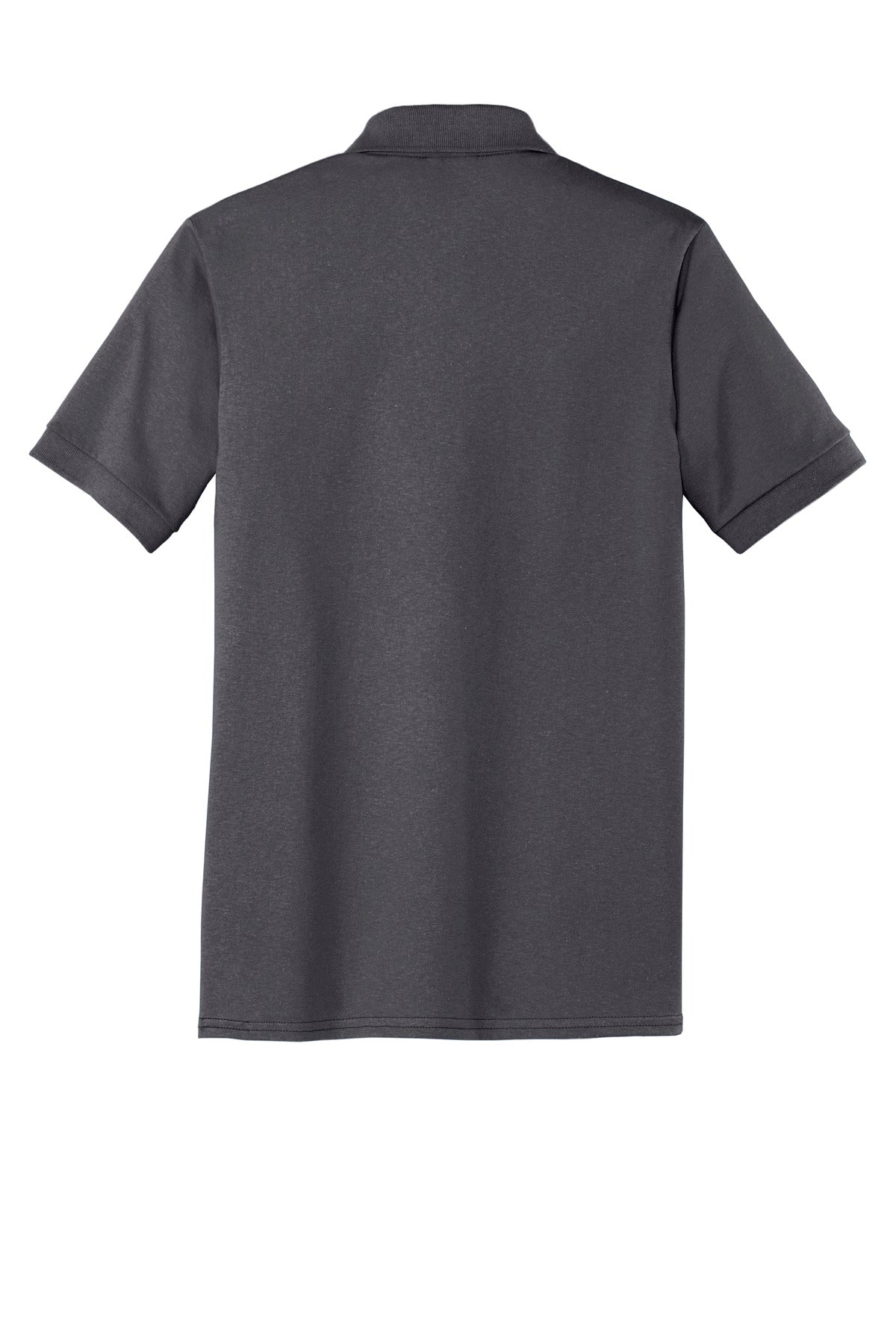 Rear View of Charcoal Port & Co Core Blend Jersey Knit Polo. KP55